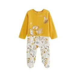 Pyjama Bébé En Velours Petit Loup Orange