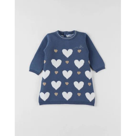 Robe En Tricot Cœurs Bleu