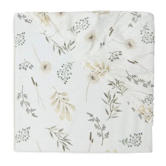 Drap-housse Jersey Lit Bébé Fleurs Sauvages 60 X 120 Cm Beige
