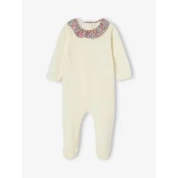 Pyjama en velours et tissu Liberty personnalisable ENVIE DE FRAISE écru