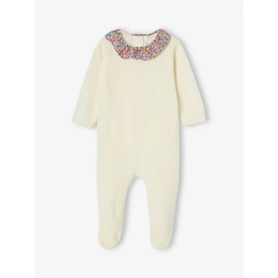 Pyjama en velours et tissu Liberty personnalisable ENVIE DE FRAISE écru