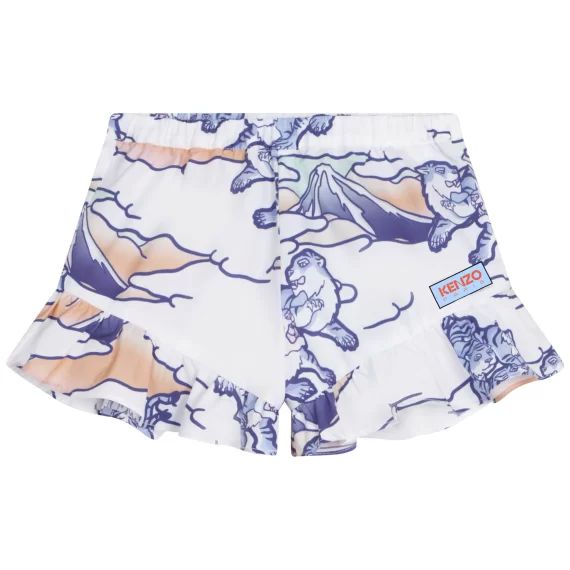 Short en popeline de coton Fille Blanc