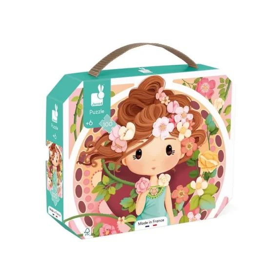 JANOD – Puzzle Enfant Carton Inspiré Par Mucha 100 Pièces – Puzzle Carton Et Emballage FSCTM – Fabrication Française – Dès 6 Ans vert