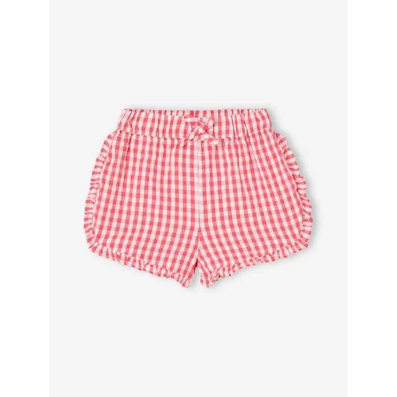 Short vichy en seersucker bébé carreaux rouge
