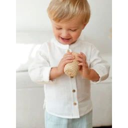 Chemise col mao bébé en gaze de coton personnalisable écru