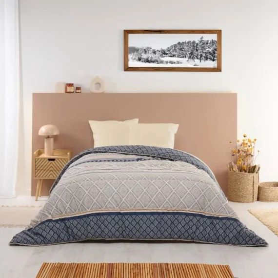 Bleu Calin Couette Imprimée Ethnique – Chaude Et Douce – Utilisation Sans Housse – 140x200cm Beige