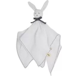 Doudou plat en coton bio Lapin blanc