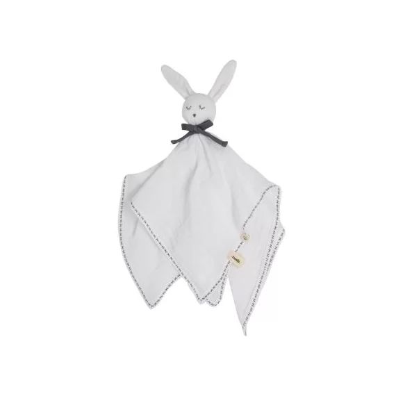 Doudou plat en coton bio Lapin blanc