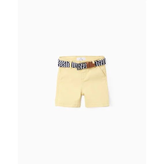 Short Chino Avec Ceinture Jaune Clair