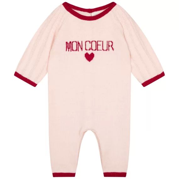 Combinaison tricot coton laine Fille Rose