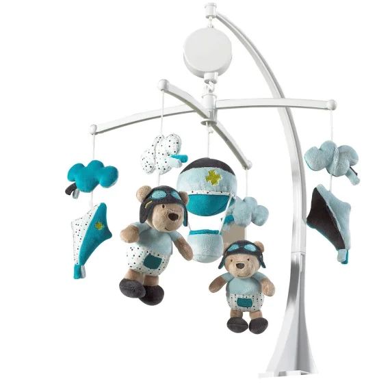 Mobile Tissu Musical En Velours Bleu
