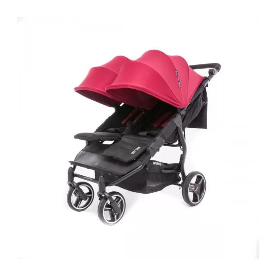 Poussette Double Baby Monsters Easy Twin 3S Light – Châssis Silver/ Canopys Bordeaux