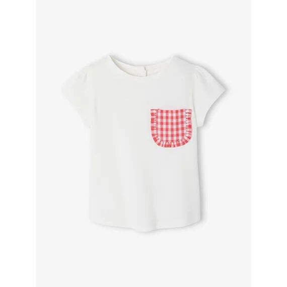 T-shirt poche fantaisie vichy bébé écru