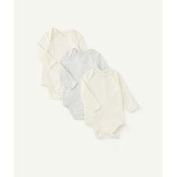 Lot de 3 bodies en coton biologique unis blanc et gris –  – Soldes