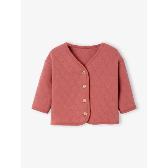 Cardigan molleton matelassé bébé bois de rose