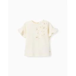 T-shirt De Coton Avec Papillons 3d Blanc