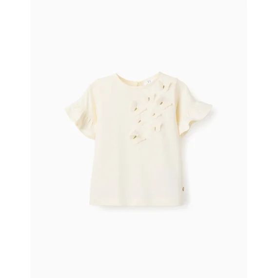 T-shirt De Coton Avec Papillons 3d Blanc