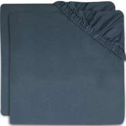 Lot de 2 draps housses de berceau bleu jean (40 x 80 cm)