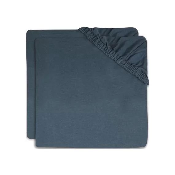 Lot de 2 draps housses de berceau bleu jean (40 x 80 cm)