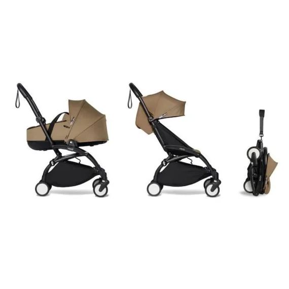 Babyzen – Pack poussette YOYO2 nacelle et 6+  cadre noir – toffee marron