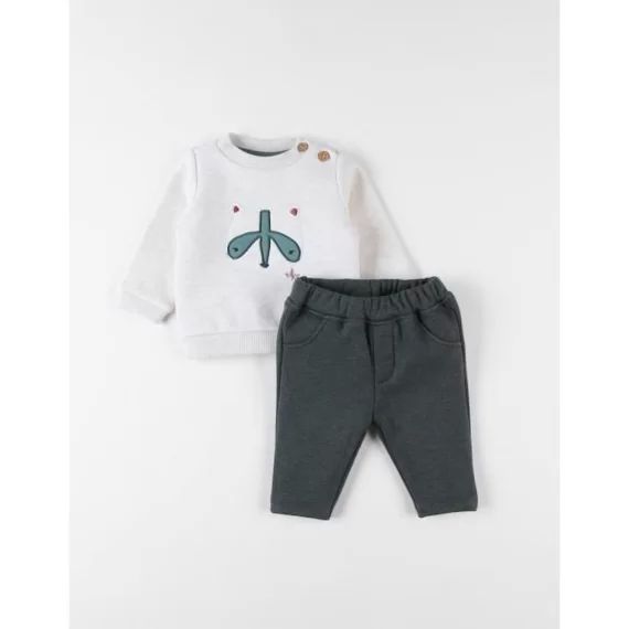 Set sweat et jogging imprimé renard beige
