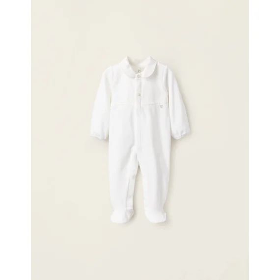 Grenouillère En Velours Texturé Blanc