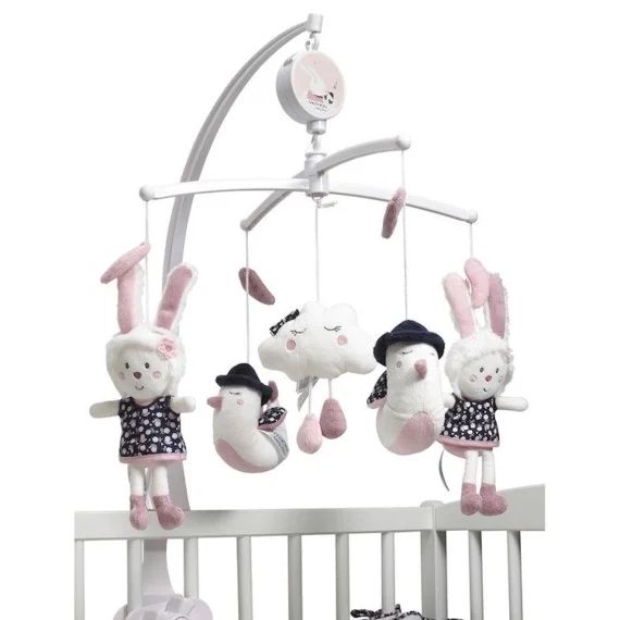 Mobile musical en polyester blanc blanc