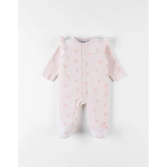 Pyjama 1 Pièce Imprimés Libellules En Velours Rose