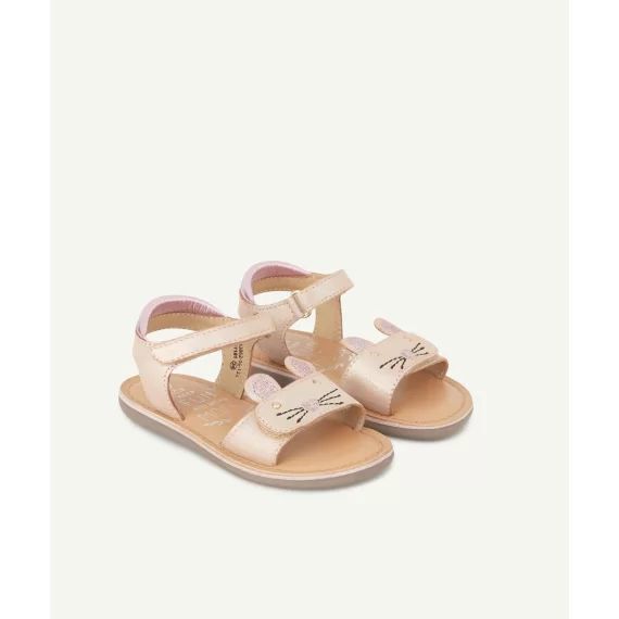Sandales en cuir cloonie rose métal –  – Soldes