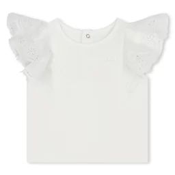T-shirt avec manches volantées Fille Blanc