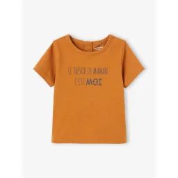 Tee-shirt bébé à message manches courtes caramel