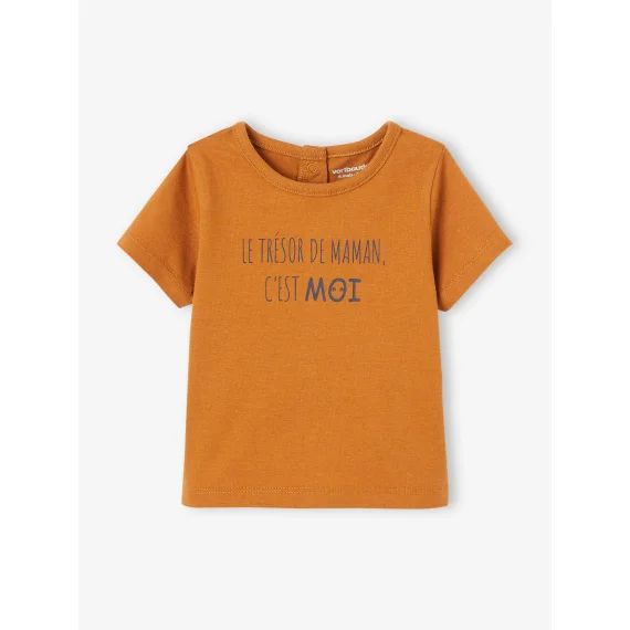 Tee-shirt bébé à message manches courtes caramel