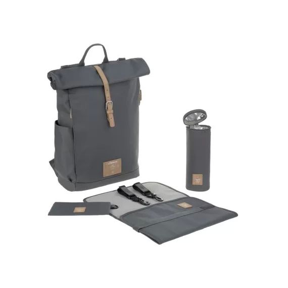 Sac à dos à langer en polyester recyclé Rolltop anthracite