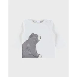 T-shirt En Coton Avec Imprimé Ours Ecru
