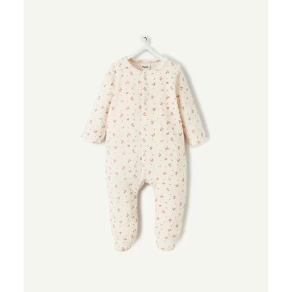 Dors bien velours en coton bio rose imprimé fleuri bébé