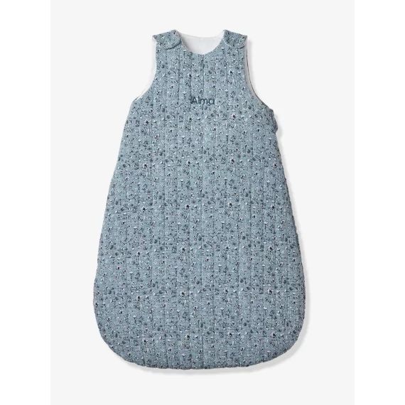 Gigoteuse sans manches en gaze de coton INDIA personnalisable bleu imprimé