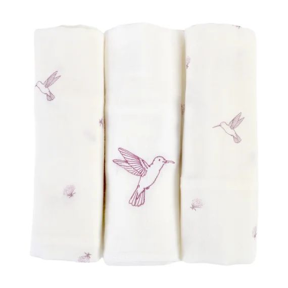 Lot de 3 langes bébé coton bio* Colibri