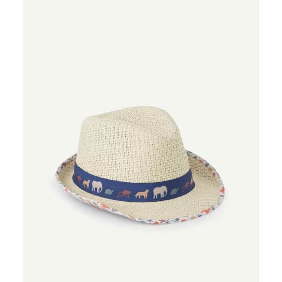 Chapeau de paille bébé garçon avec imprimé animalier –  – Soldes