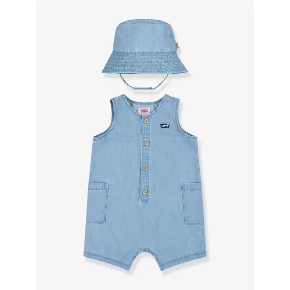 Ensemble combinaison + bob bébé Levi&rsquo;s® denim bleached