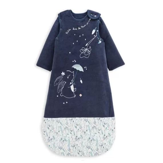Gigoteuse d&rsquo;hiver en velours PETIT BEGUIN – Lapin bleu
