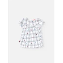 Robe En Coton Avec Imprimé Carreaux Blanc