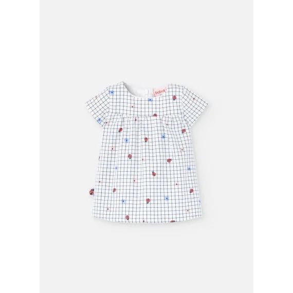 Robe En Coton Avec Imprimé Carreaux Blanc