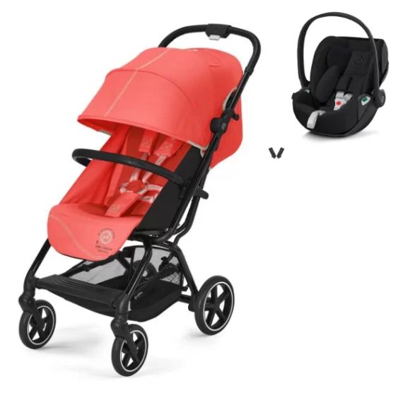 Poussette Cybex Eezy S PLUS 2 – Hibiscus Red + Coque Auto Cloud Z2 i-Size – Deep Black (2022)