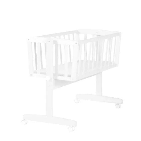 ROBA Berceau Bébé 40 x 90 cm avec Matelas – Roulettes à Freins – Fonction Basculante avec Bouton de Verrouillage – Bois Blanc blanc