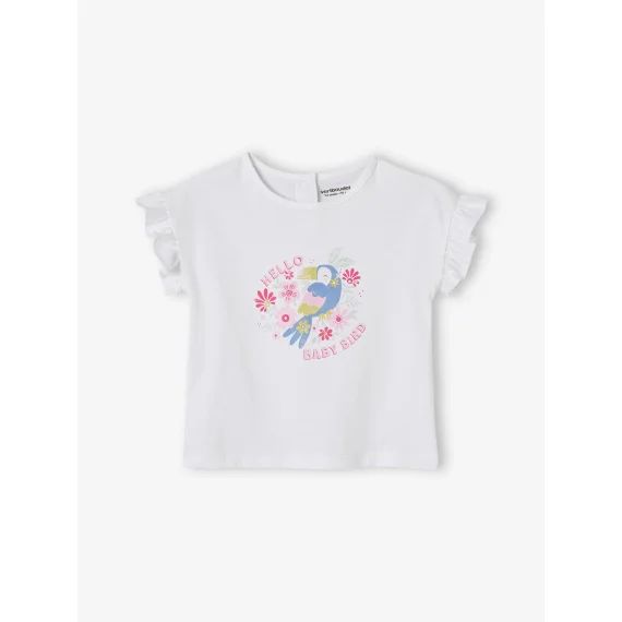 Tee-shirt Toucan bébé manches volantées écru
