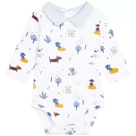 Body à motifs Garçon Blanc