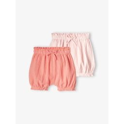 Lot de 2 bloomers bébé en gaze de coton corail