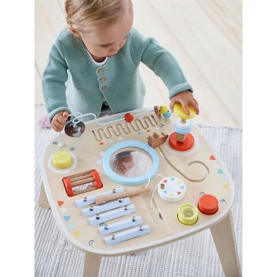 Table d&rsquo;activités et d&rsquo;éveil musical bois FSC® multicolore