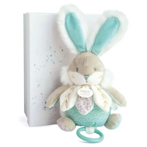 DOUDOU ET COMPAGNIE Lapin de sucre – Boîte à musique Amande vert