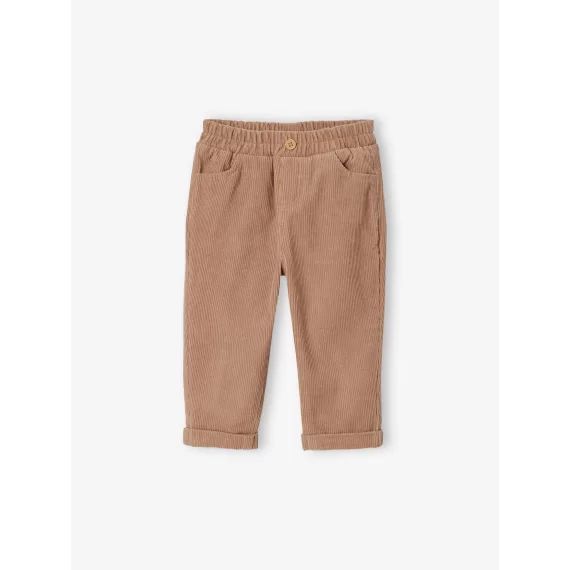 Pantalon bébé en velours côtelé taupe